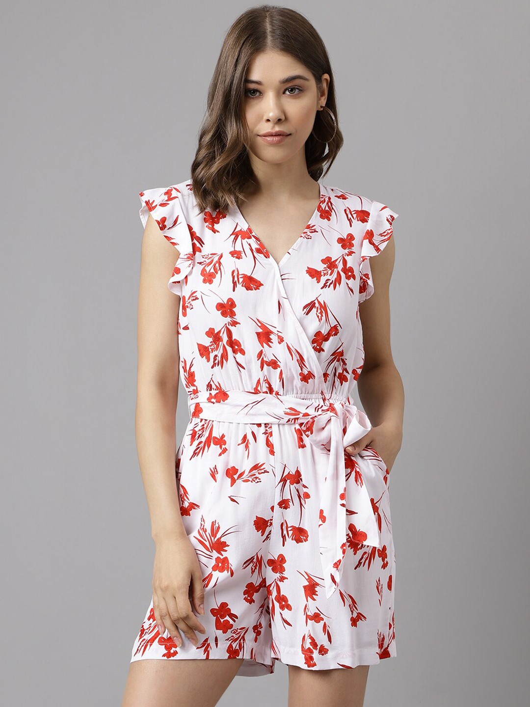 

Latin Quarters Red & White Printed Jumpsuit