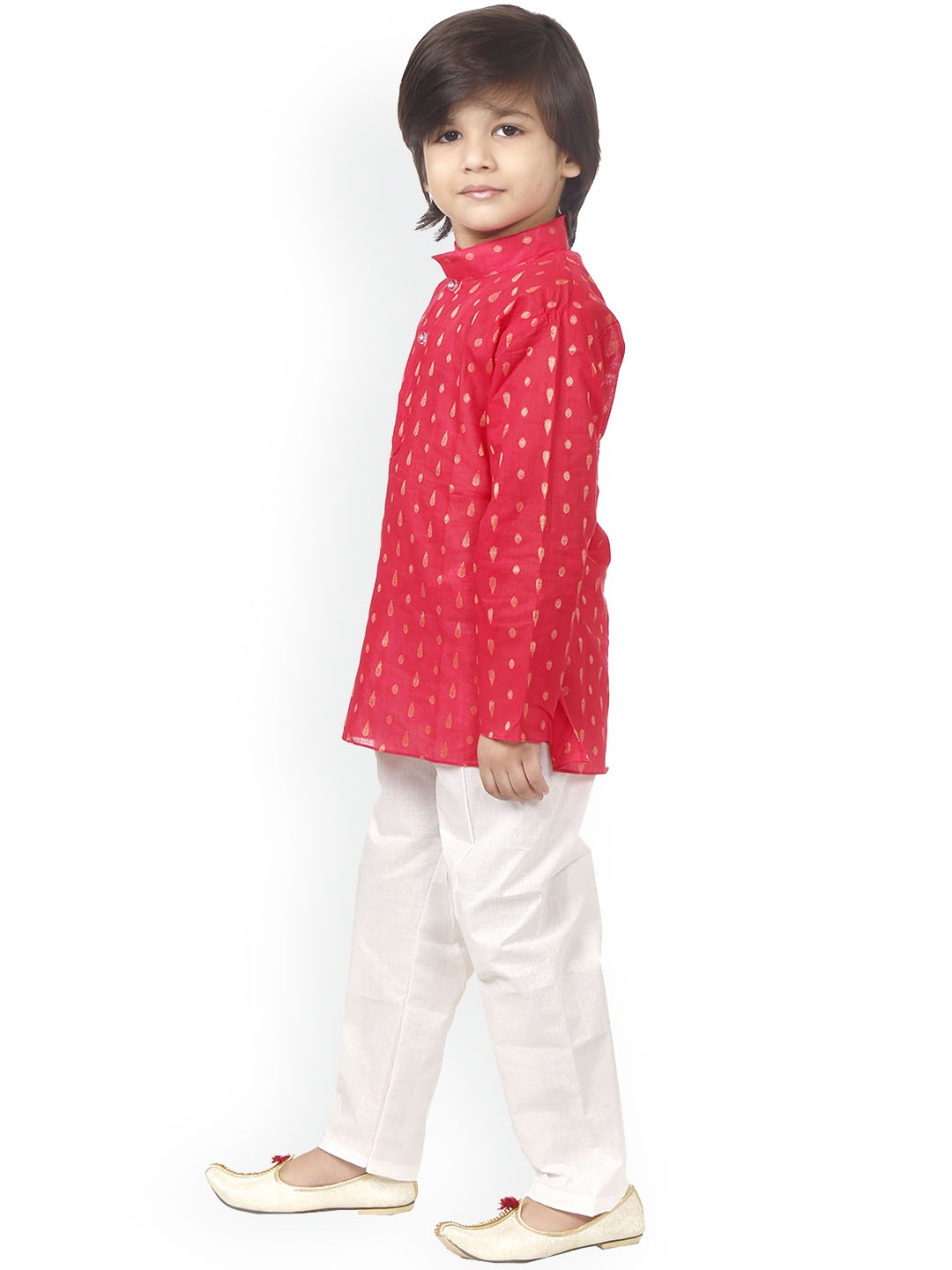 

BAESD Boys Ethnic Motifs Printed Pure Cotton Straight Kurta With Pyjamas, Pink