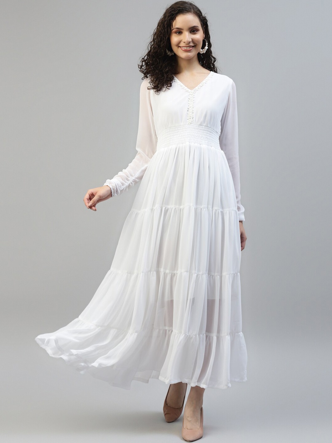 

DEEBACO White Georgette Maxi Dress