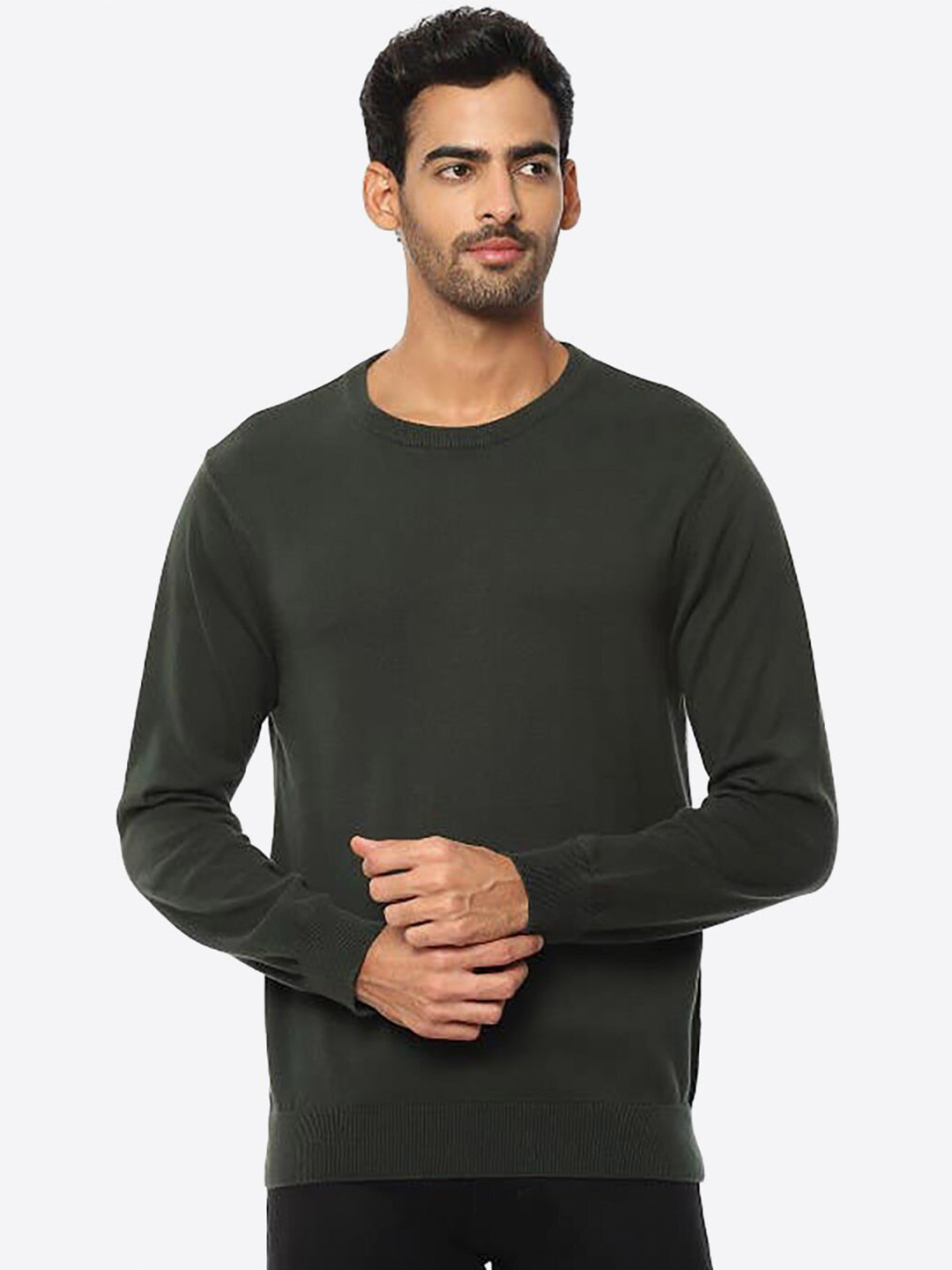 

2Bme Men Olive Green Pullover