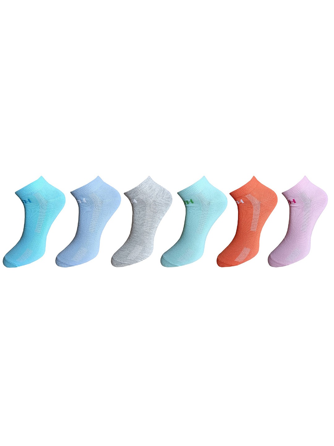

HRX by Hrithik Roshan Women Pack Of 6 Cotton Ankle-Length Socks, Blue