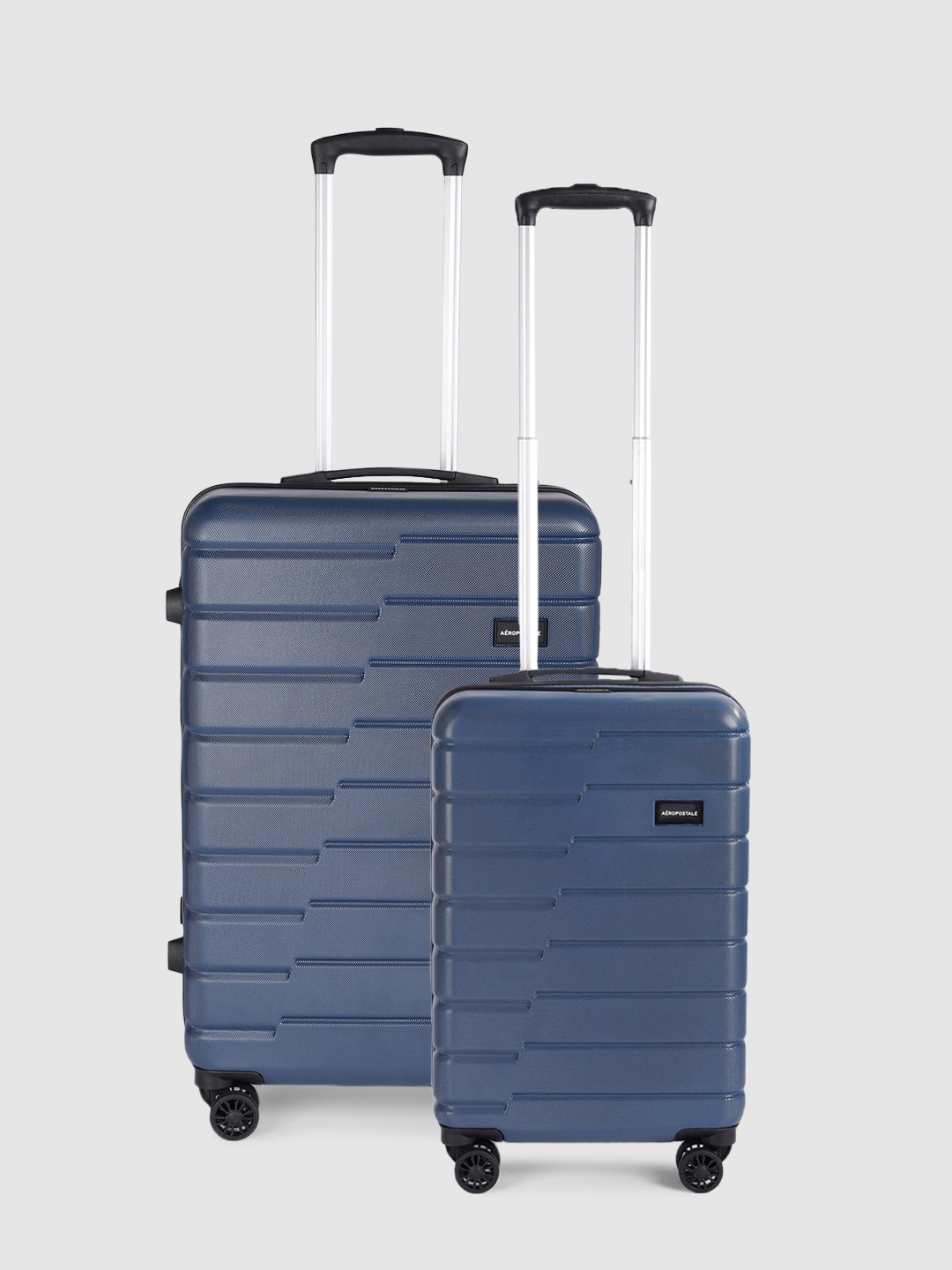 

Aeropostale Set of 2 Textured Hard-Sided Trolley Suitcase - Cabin & Medium, Navy blue