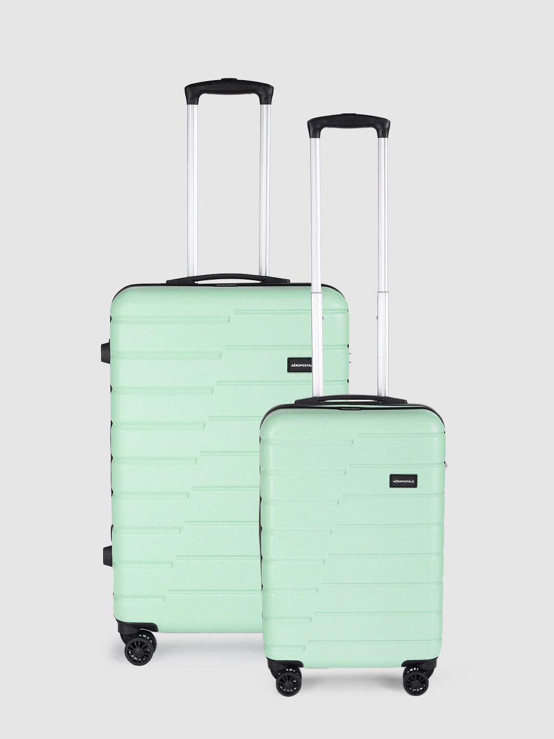 

Aeropostale Set of 2 Textured Hard-Sided Trolley Suitcase - Cabin & Medium, Green