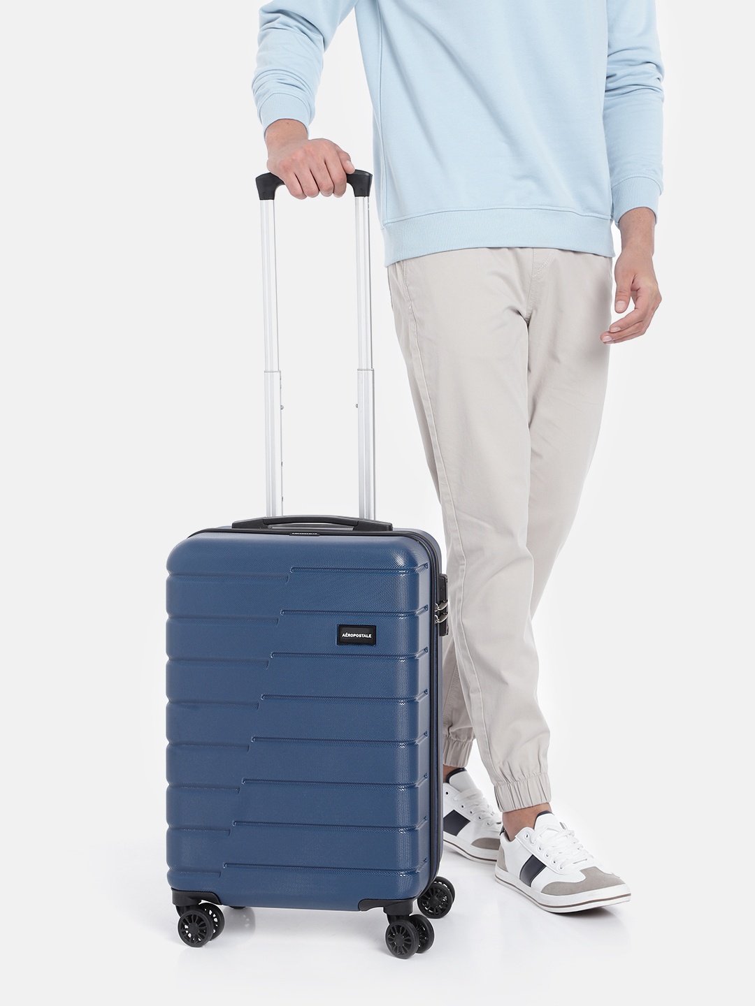 

Aeropostale Textured Hard-Sided Cabin Trolley Suitcase, Navy blue