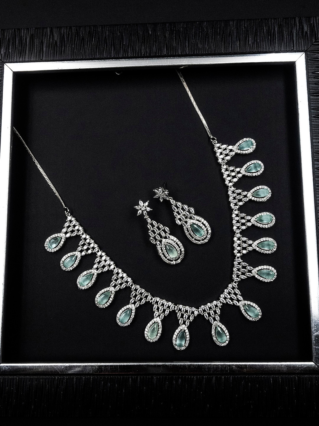 

StileAdda Silver-Plated AD & CZ-Studded Jewellery Set