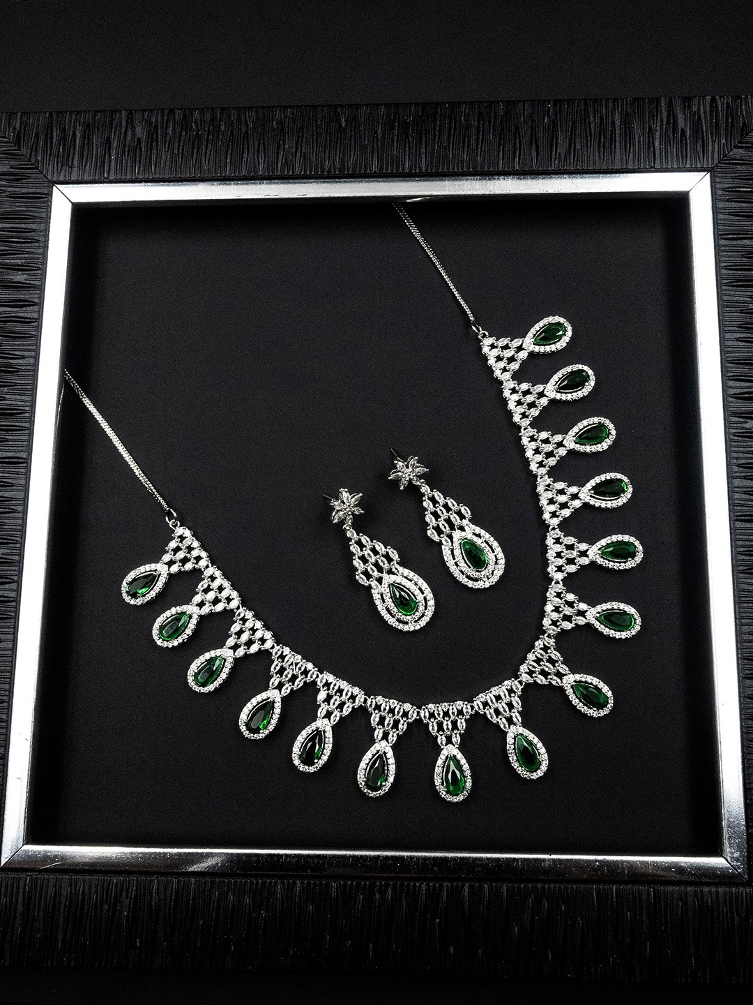 

StileAdda Silver-Plated AD & CZ-Studded Necklace & Earrings