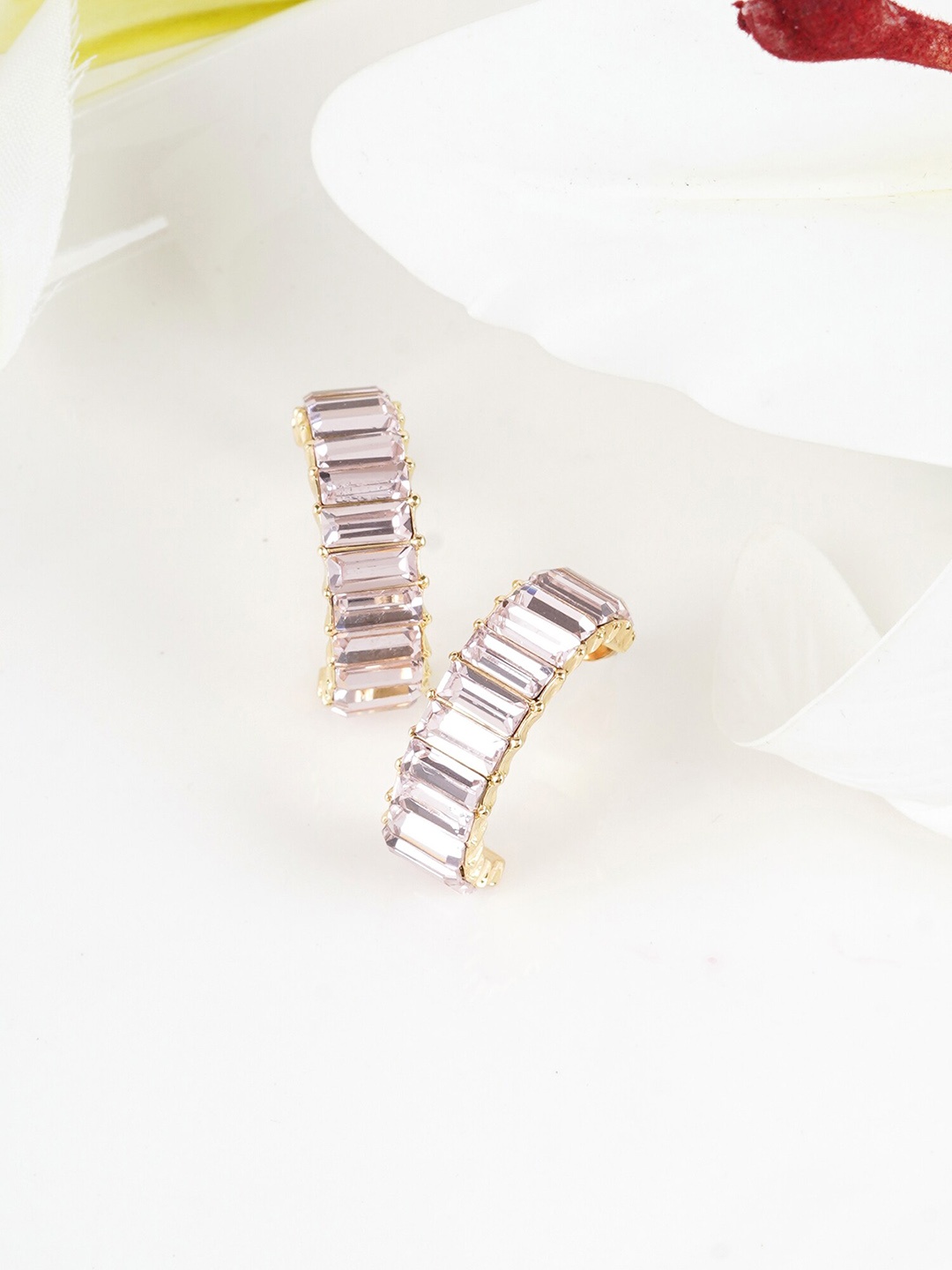 

JOKER & WITCH Gold-Plated Contemporary Stone Studded Half Hoop Earrings