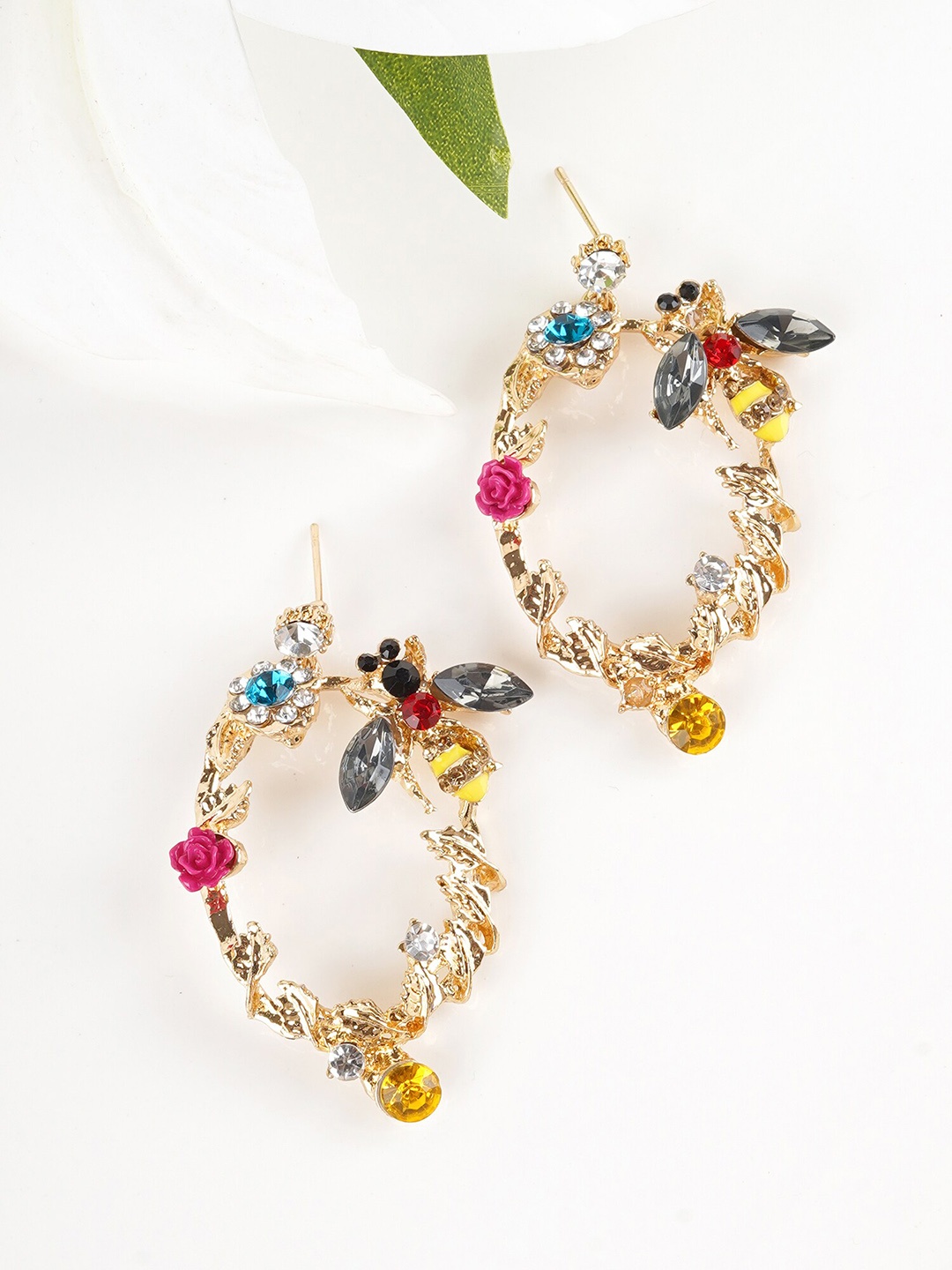 

JOKER & WITCH Gold-Plated Contemporary Stone Studded Drop Earrings