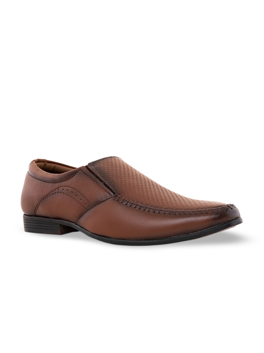 

Khadims Men Textured Formal Slip On Shoes, Brown