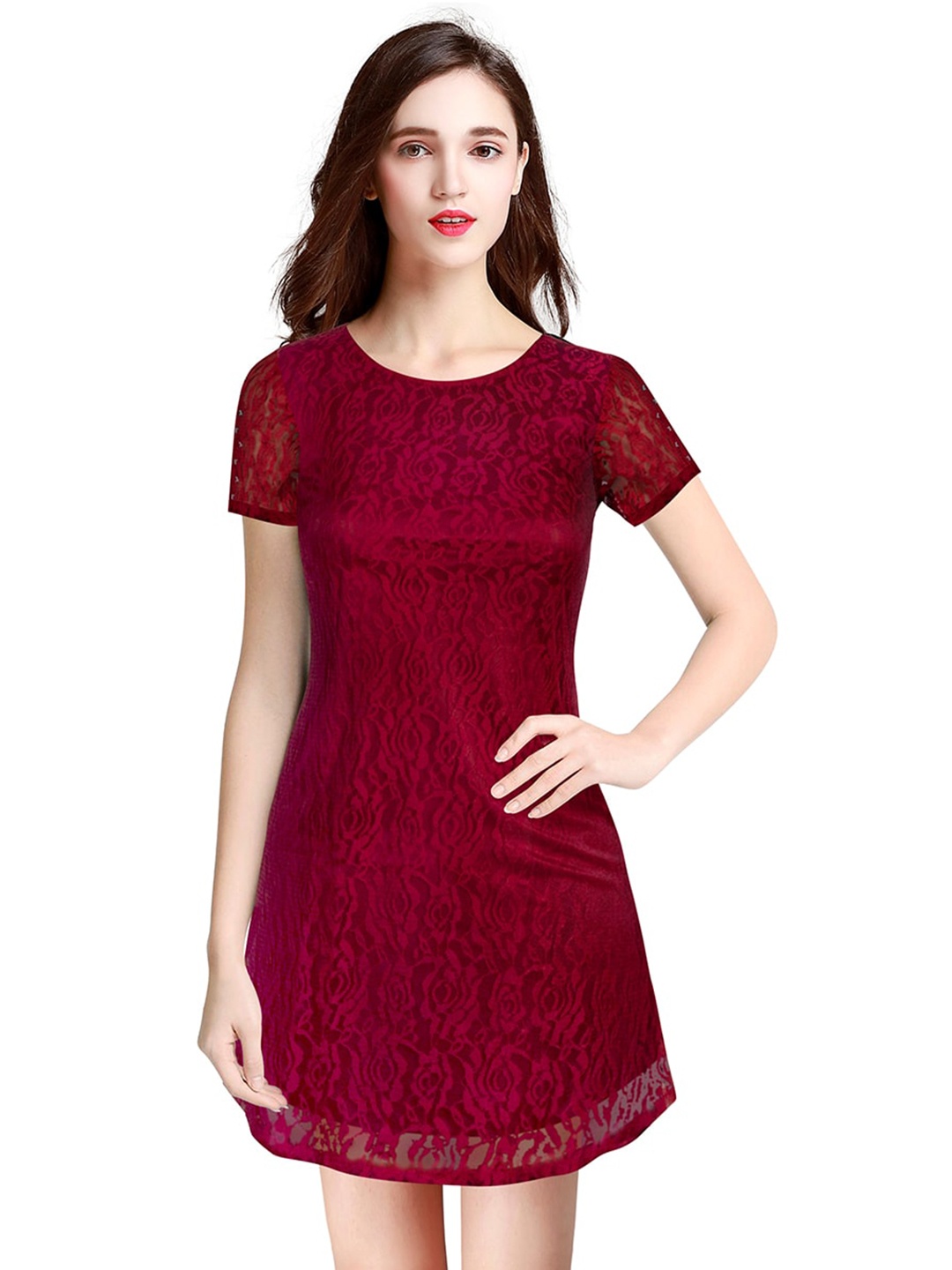 

BAESD Maroon A-Line Dress