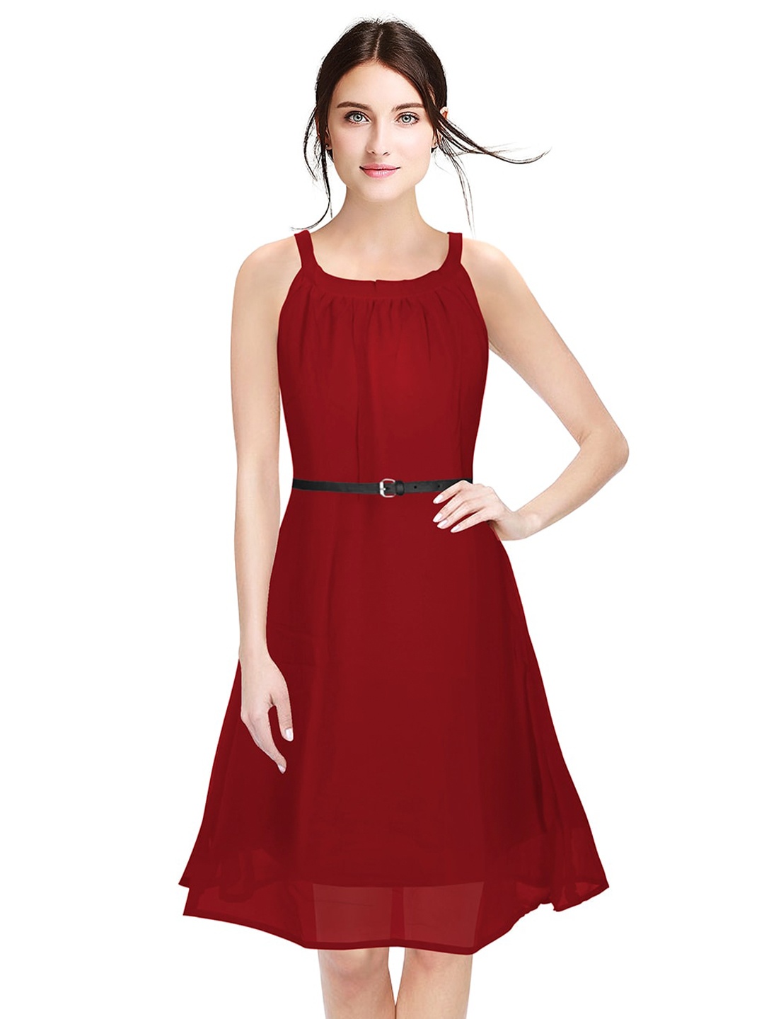 

BAESD Maroon Fit & Flare Dress