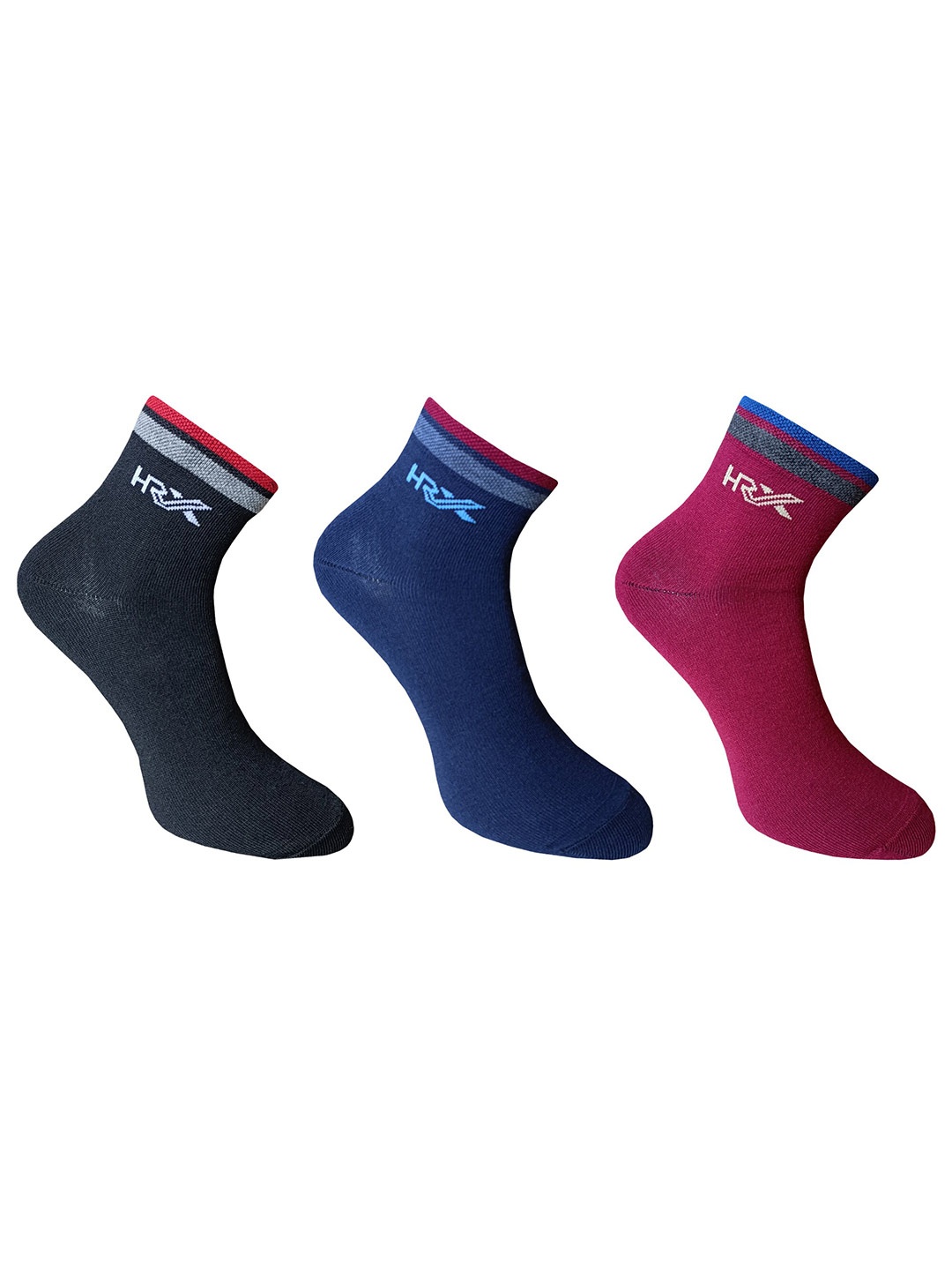 

HRX by Hrithik Roshan Men Pack Of 3 Cotton Ankle-Length Socks, Black