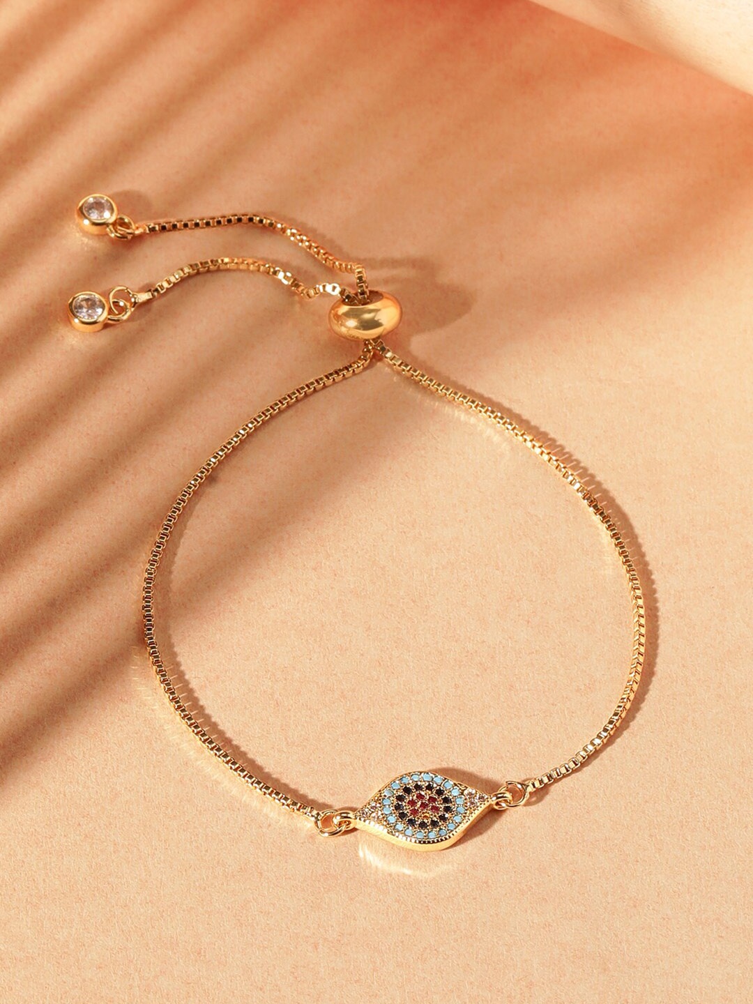 

Rubans Voguish Women Gold-Toned & Blue Cubic Zirconia Gold-Plated Wraparound Bracelet