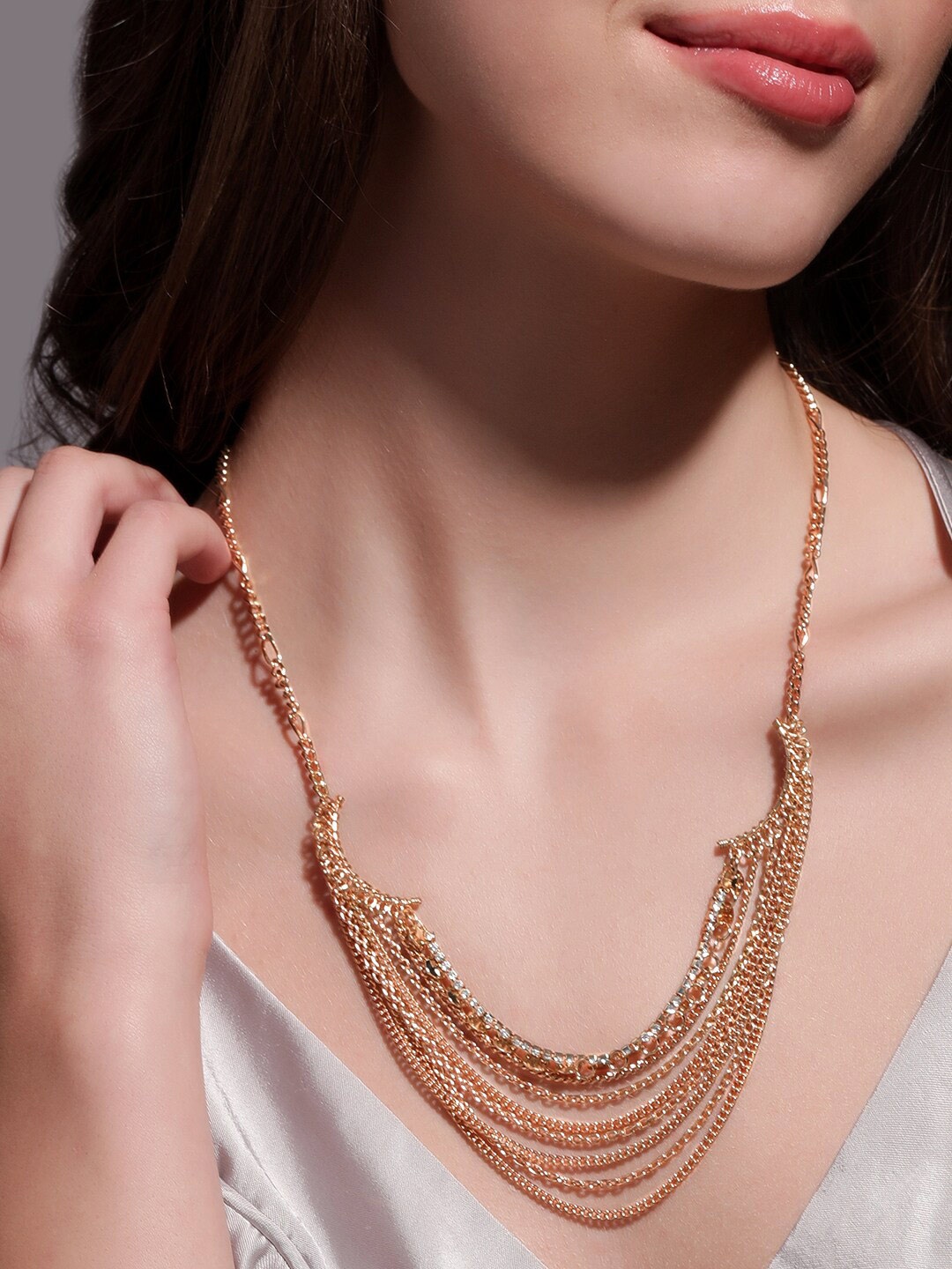 

Rubans Voguish Gold-Toned Gold-Plated Layered Necklace