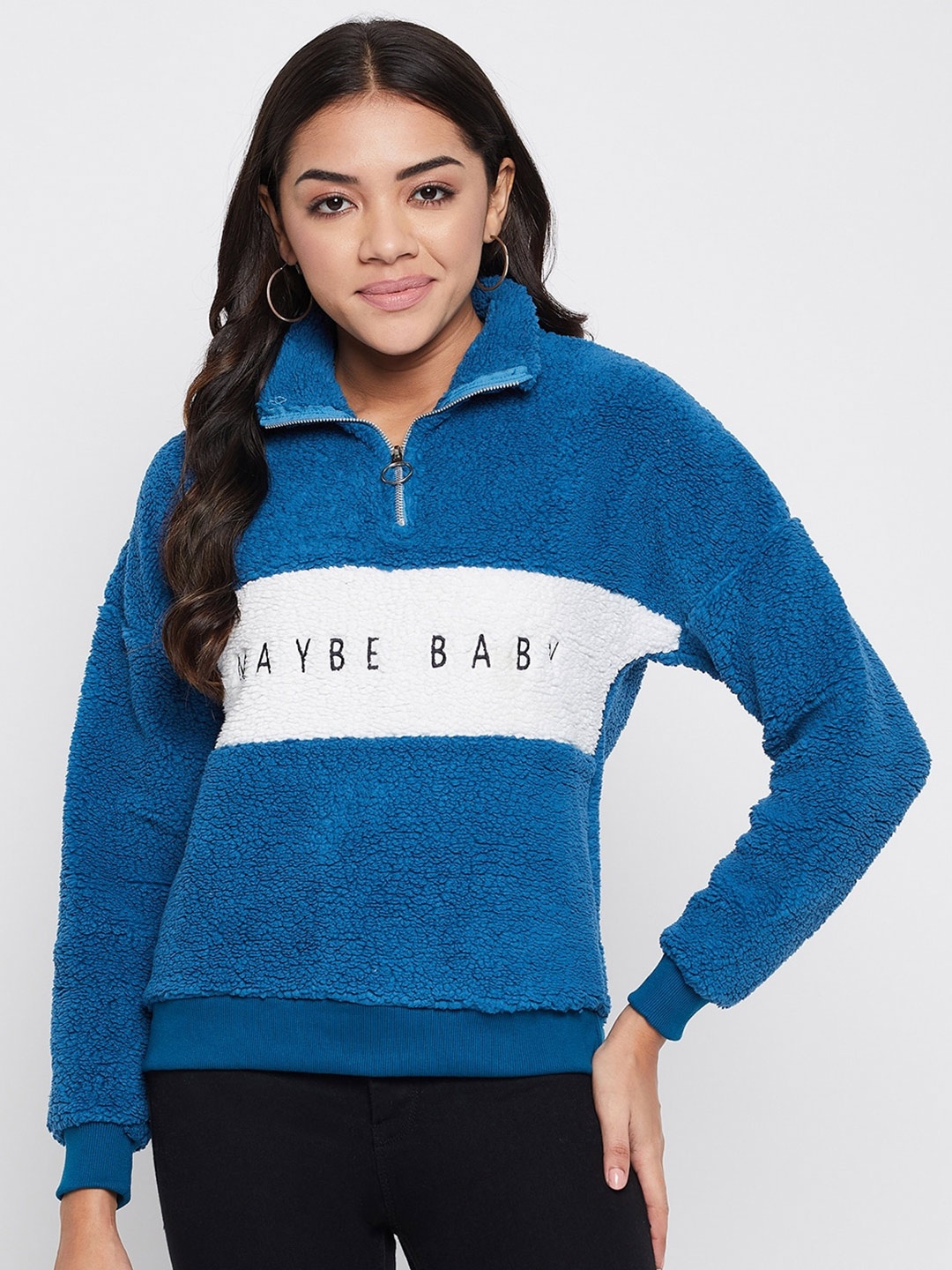 

DressBerry Women Blue Colourblocked Sweatshirt