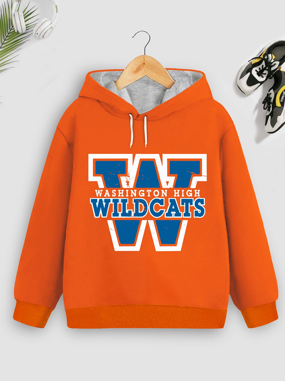 

Trampoline Boys Orange Printed Hooded Sweatshirt