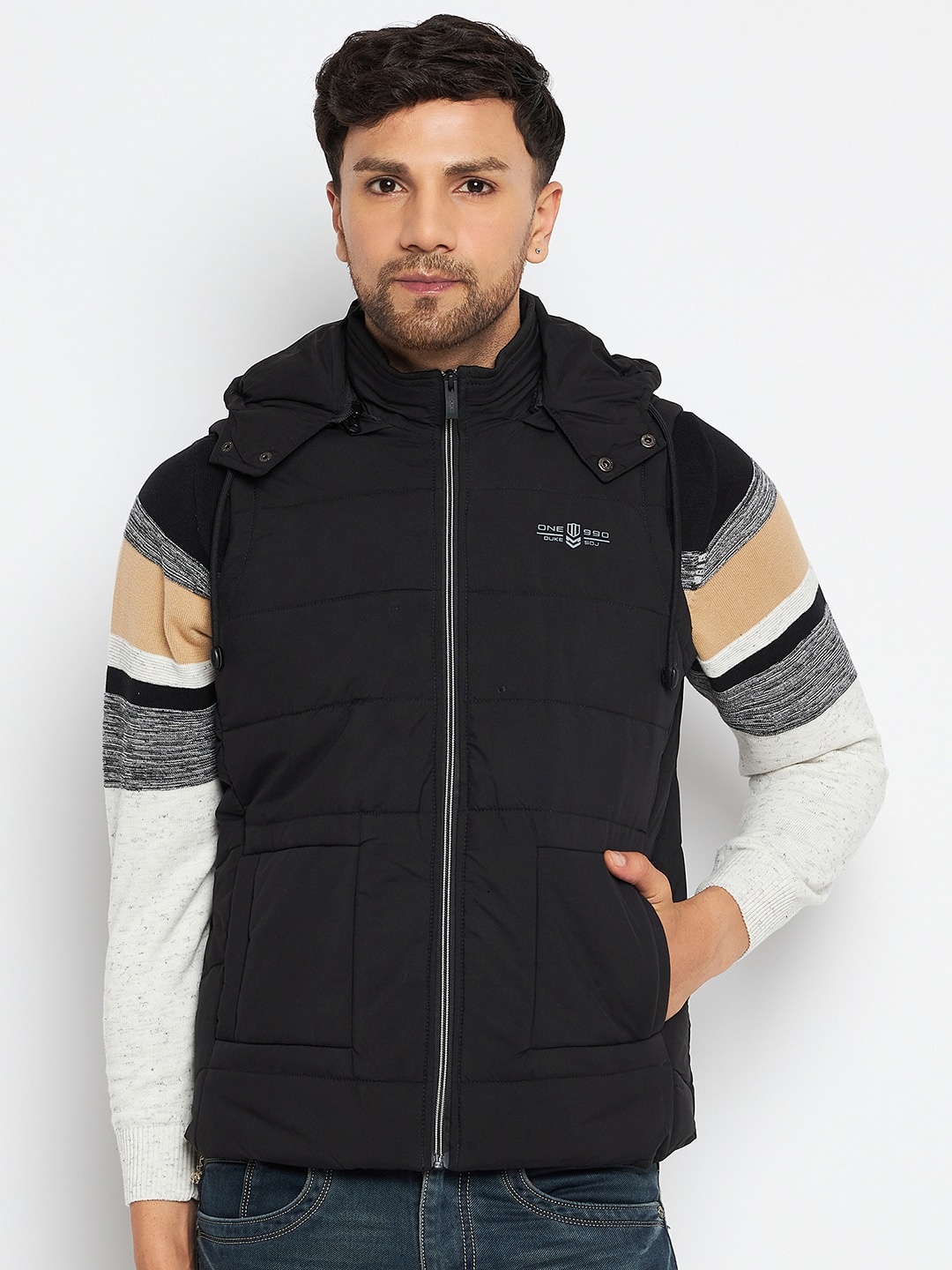 

Duke Hooded Sleeveless Padded Jacket, Black