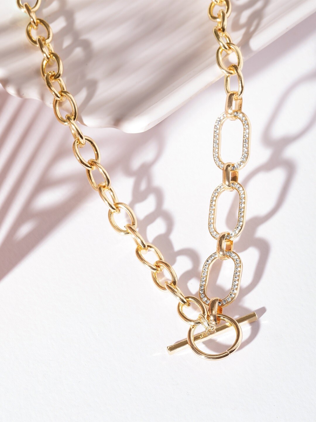 

Rubans Voguish Gold-Plated Stone-Stoned Necklace