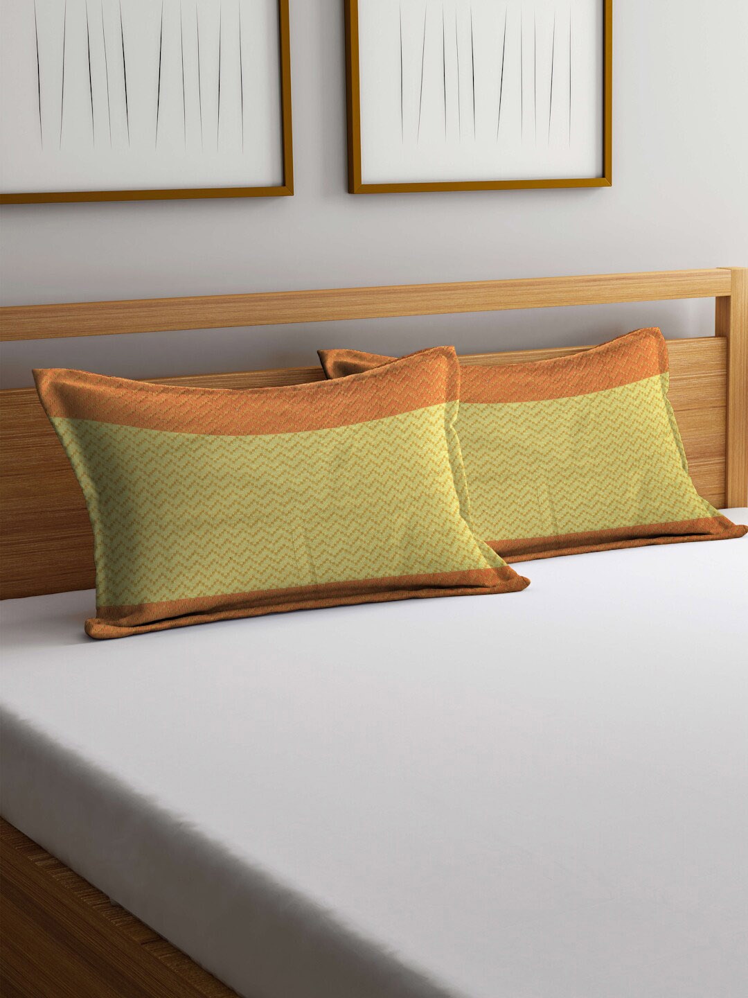 

Arrabi Orange 2 Pieces Geometric-Printed Cotton Pillow Covers