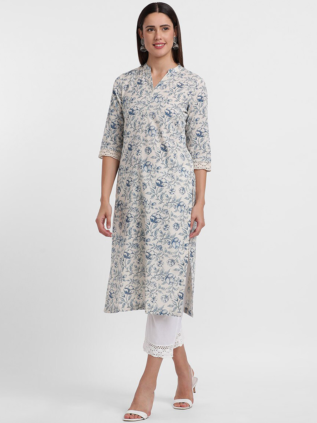 

Styli Floral Printed Straight Kurta, White