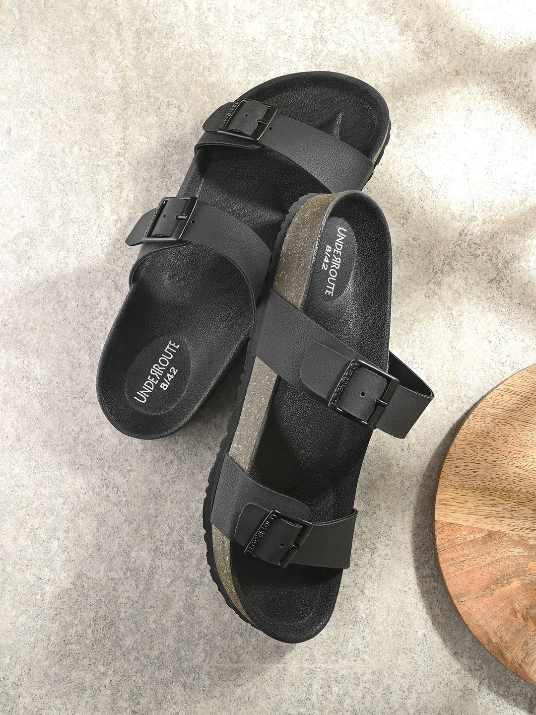 

UNDERROUTE Men Comfort Sandals With Buckles, Black