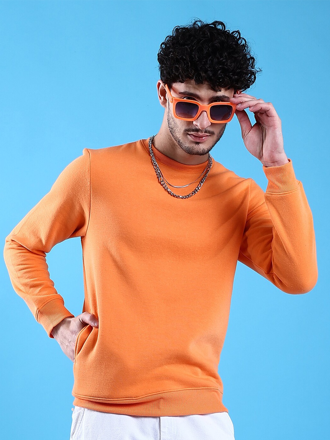 

The Indian Garage Co Round Neck Long Sleeves Sweatshirt, Orange