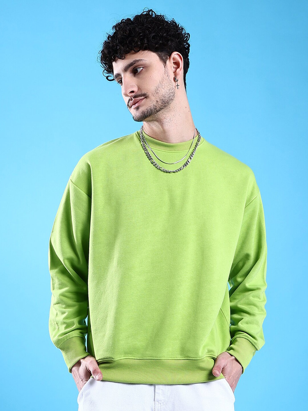 

The Indian Garage Co Round Neck Long Sleeves Oversized Sweatshirt, Green