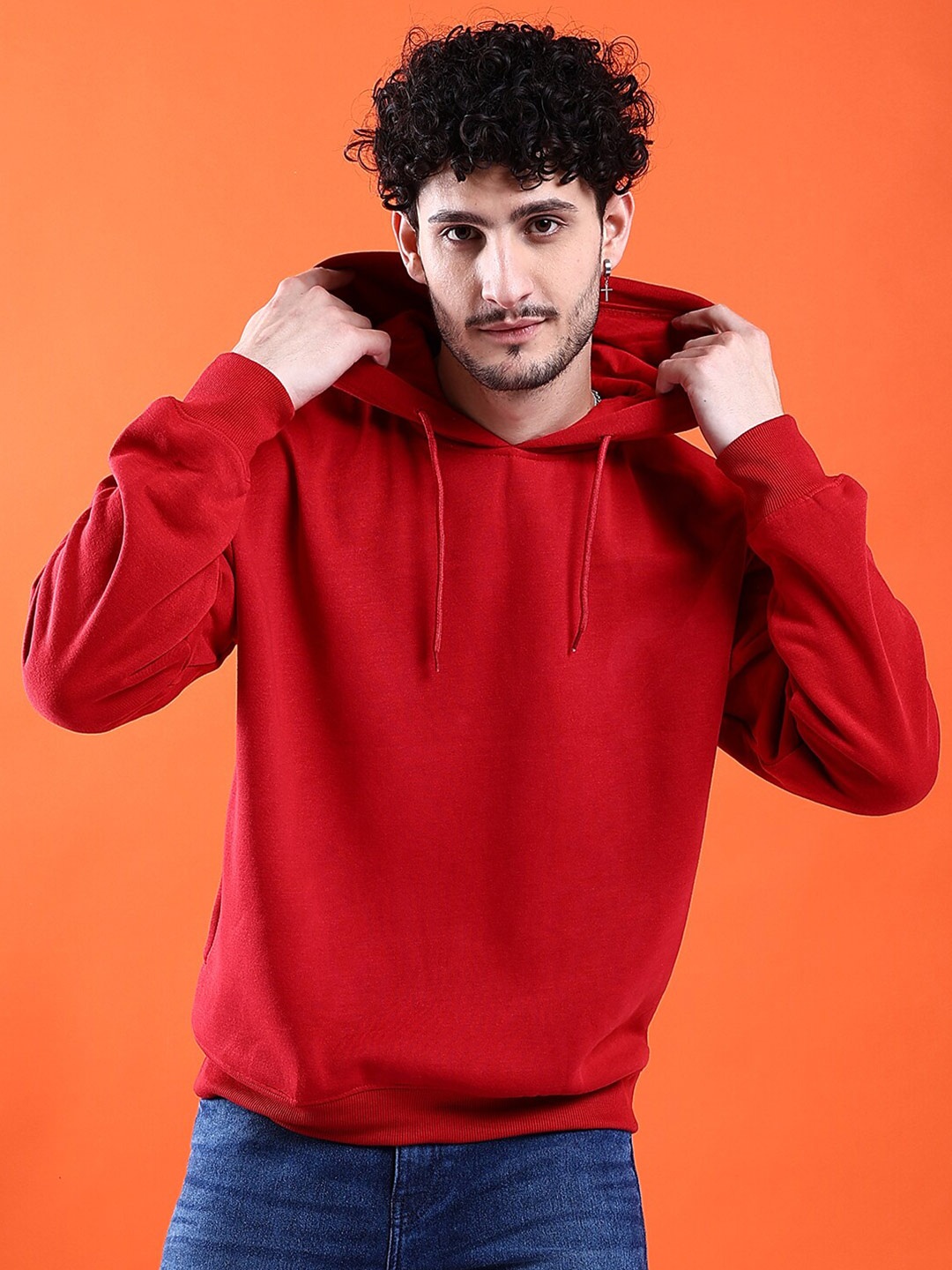 

The Indian Garage Co Hooded Long Sleeve Oversized Pullover Sweatshirt, Red