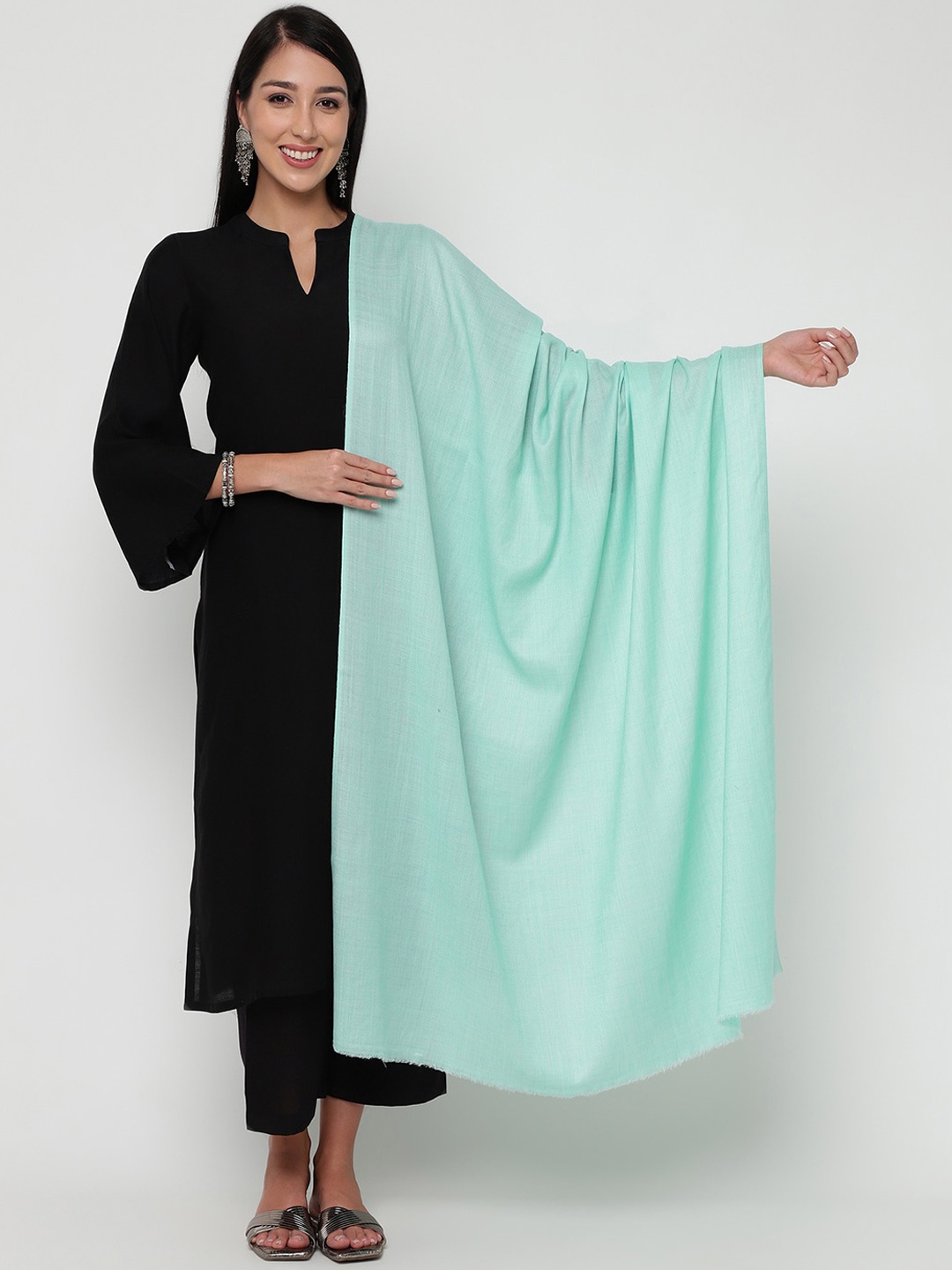

La Vastraa Woolen Shawl, Sea green