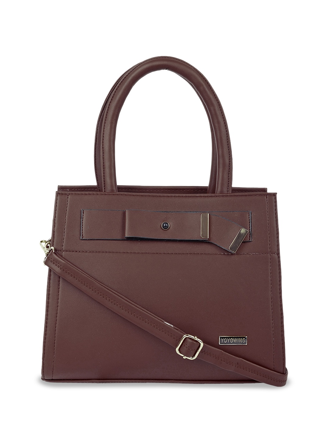 

YOYOWING Structured Handheld Bag with Bow Detail, Brown