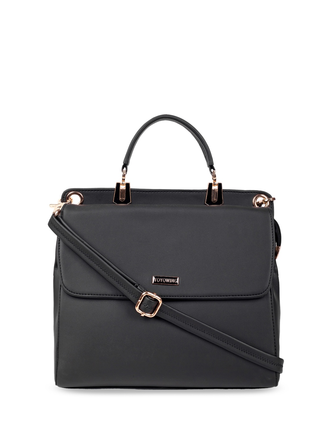 

YOYOWING Structured Satchel Bag With Zip Detail, Black
