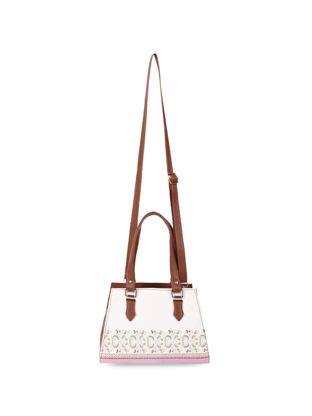 

YOYOWING Ethnic Motifs Printed Structured Handheld Bag, Pink