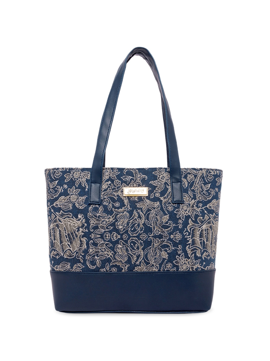 YOYOWING Blue Ethnic Motifs Printed Shopper Shoulder Bag with Tasselled