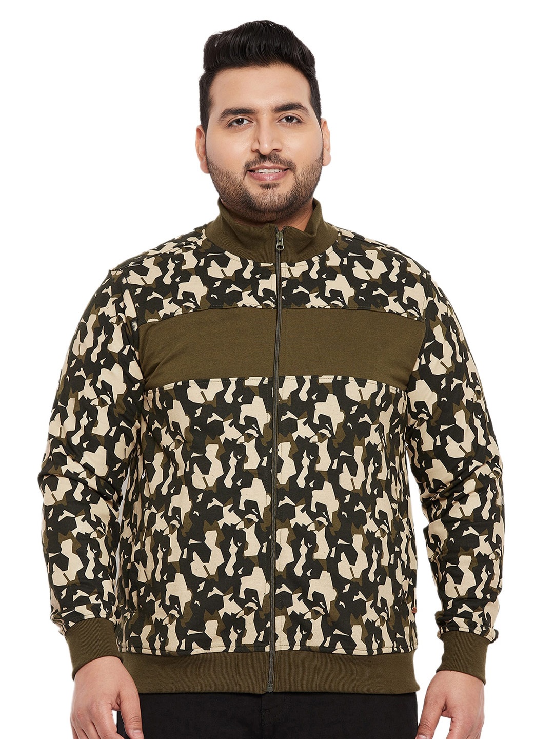 

Sztori Plus Size Abstract Printed Sweatshirt, Olive