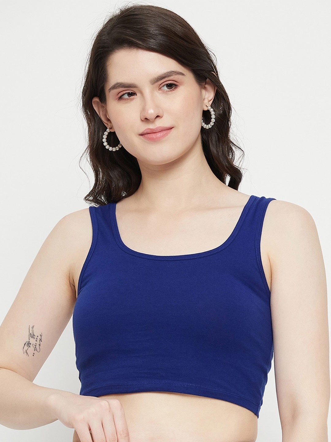 

Hypernation Ribbed Fitted Crop Top, Blue
