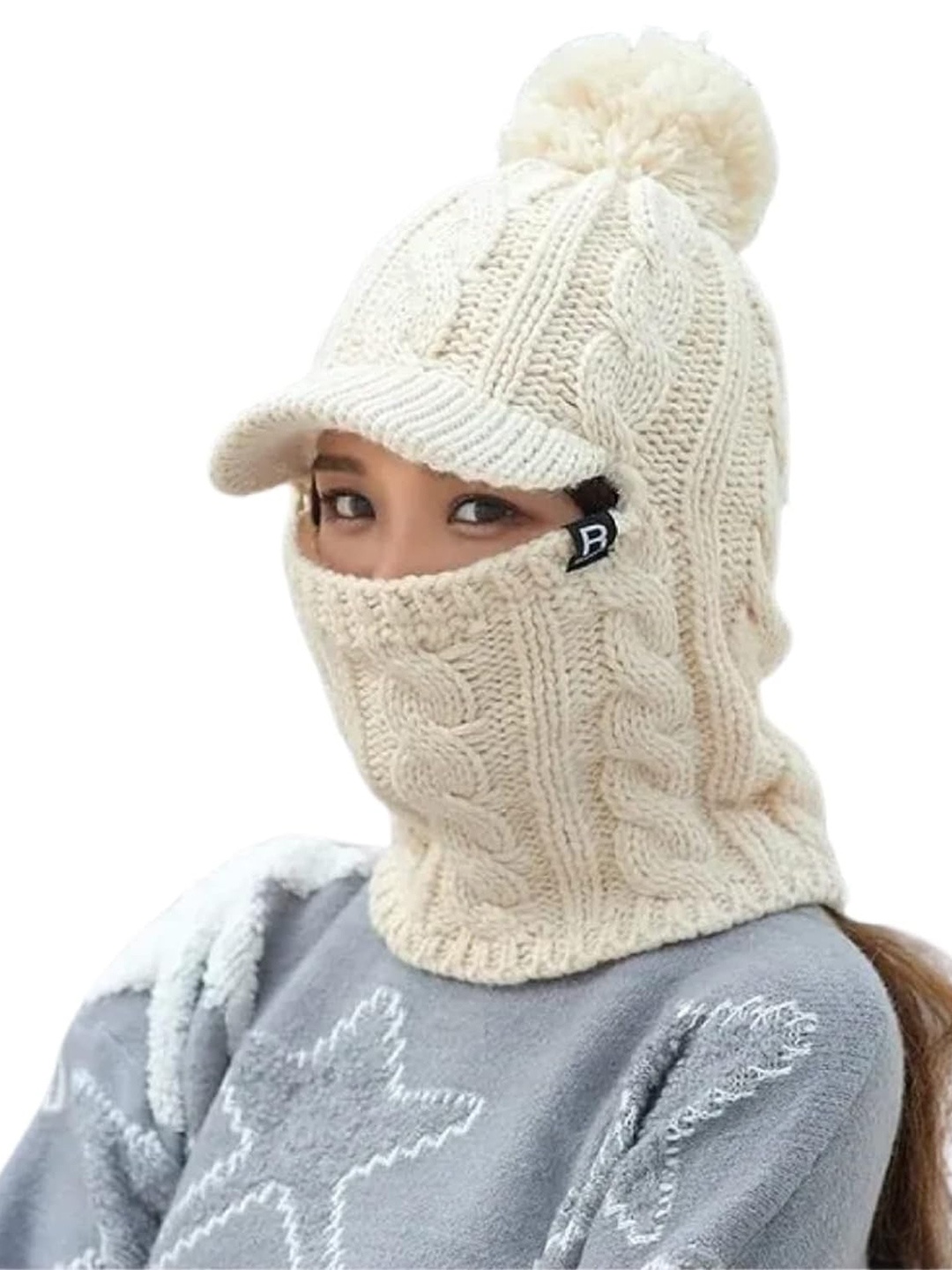 

Zacharias Women Woollen Balaclava With Neck Warmer, Beige