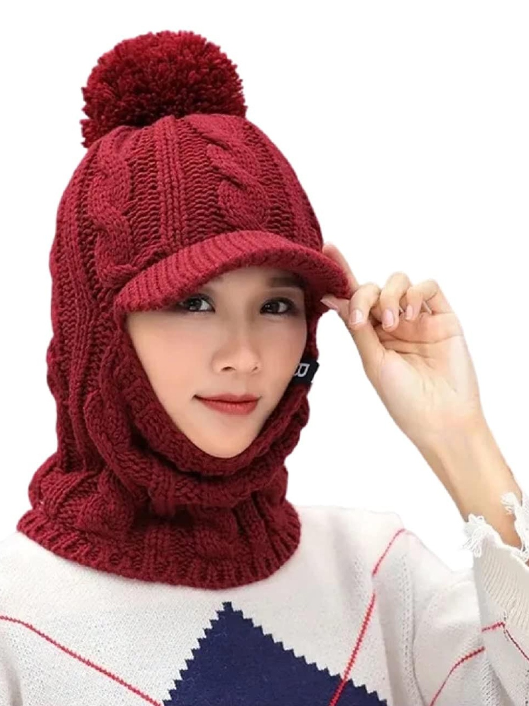 

Zacharias Women Woollen Balaclava, Maroon