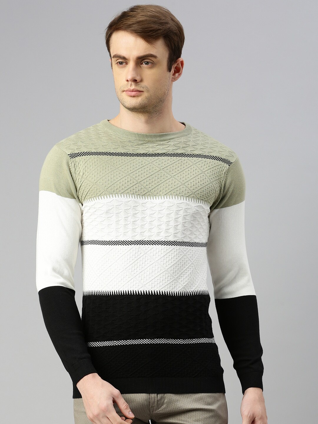

ZEDD Striped Cotton T-shirt, Green