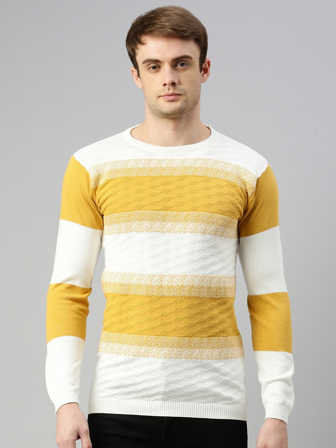 

ZEDD Striped Cotton T-shirt, Mustard