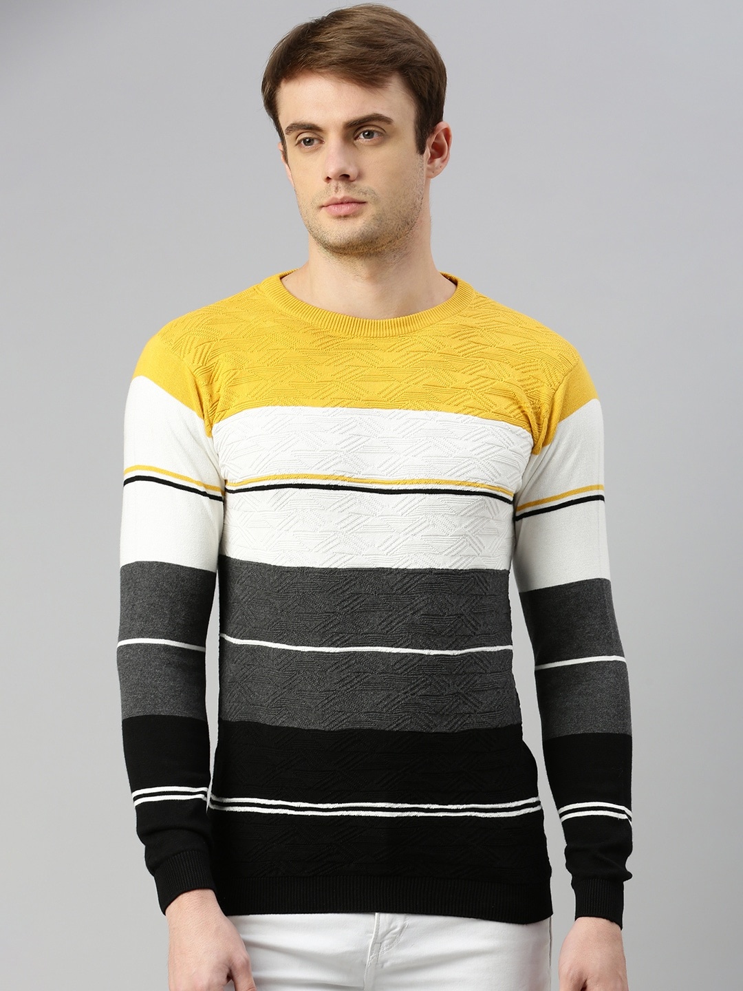 

ZEDD Striped Cotton T-shirt, Mustard