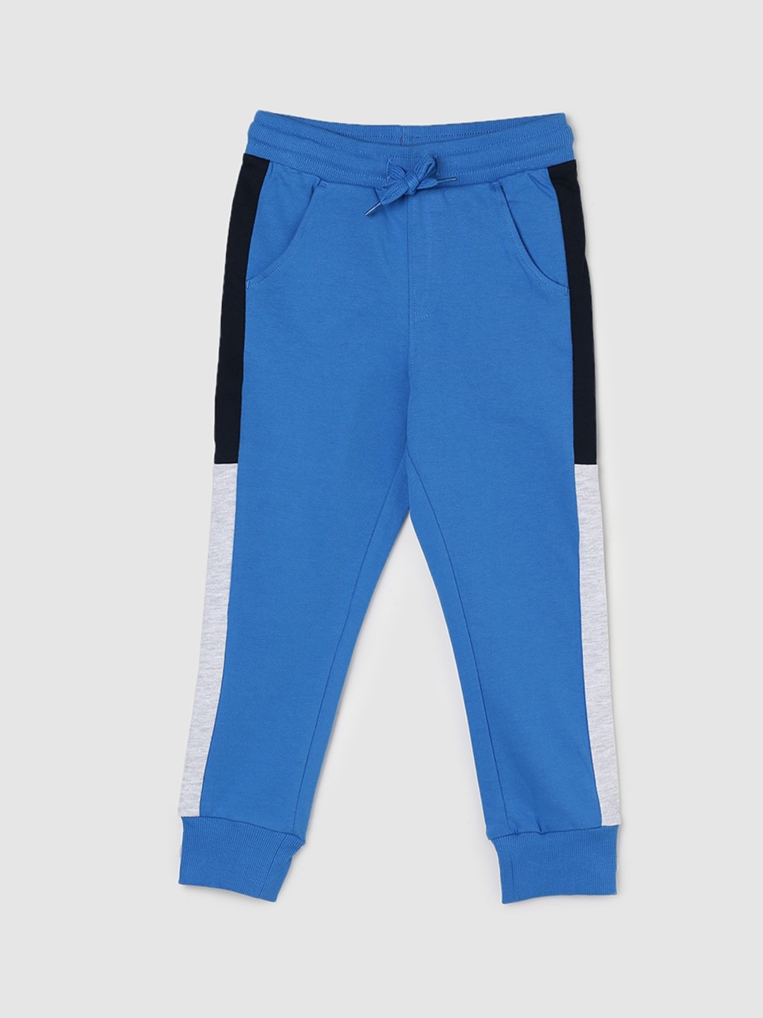 

max Boys Mid Rise Pure Cotton Joggers, Blue