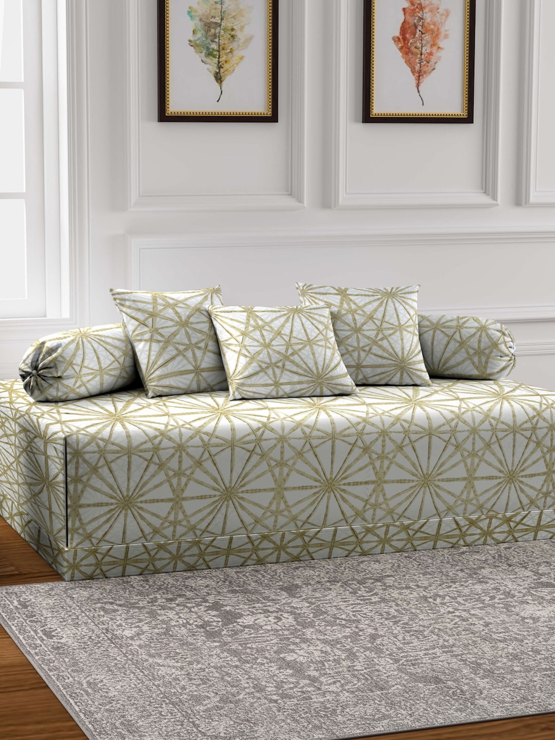 

Arrabi Beige 6 Pieces Geometric Printed Diwan Set