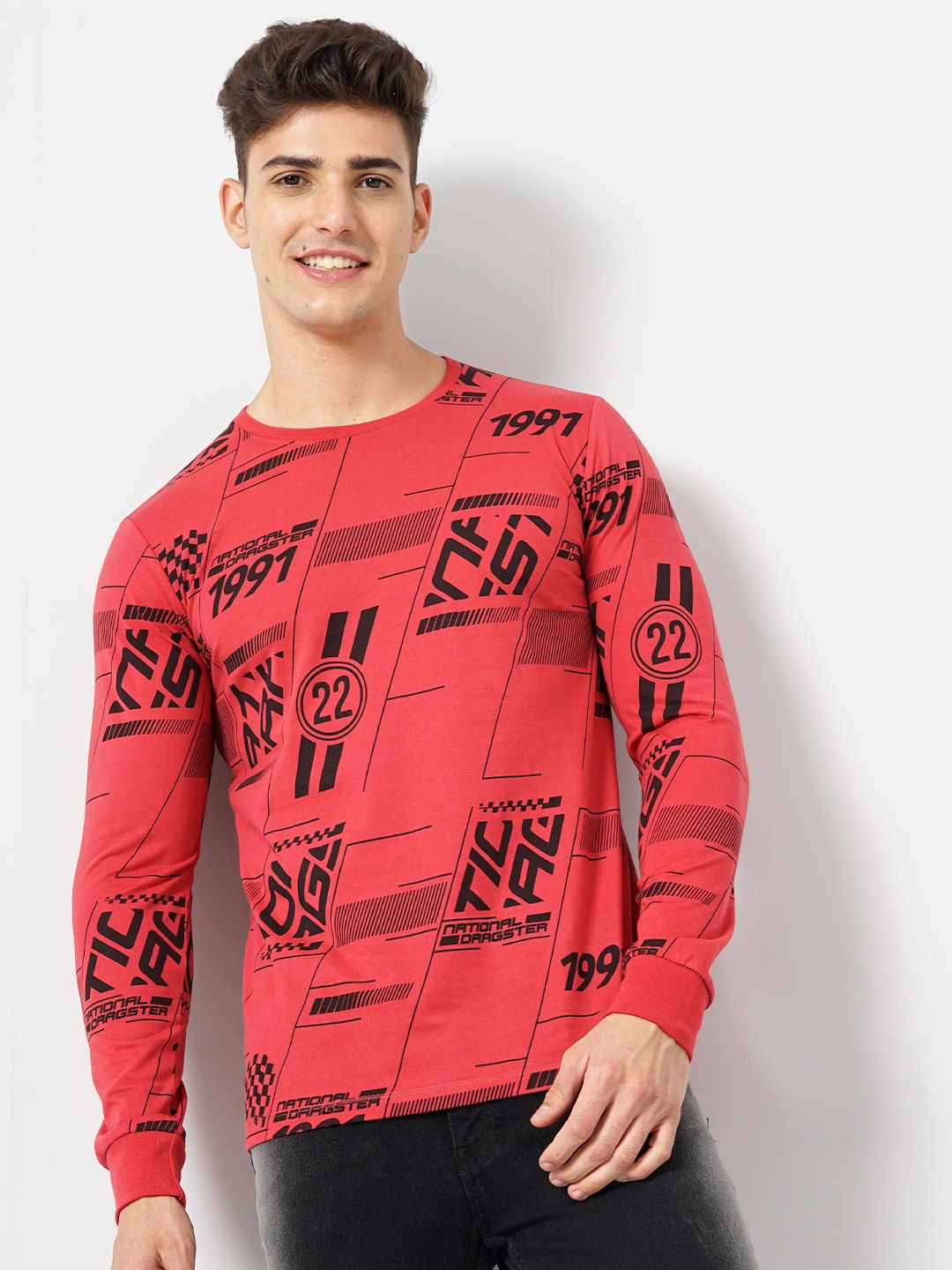 

The Indian Garage Co Typography Printed Round Neck T-shirt, Red