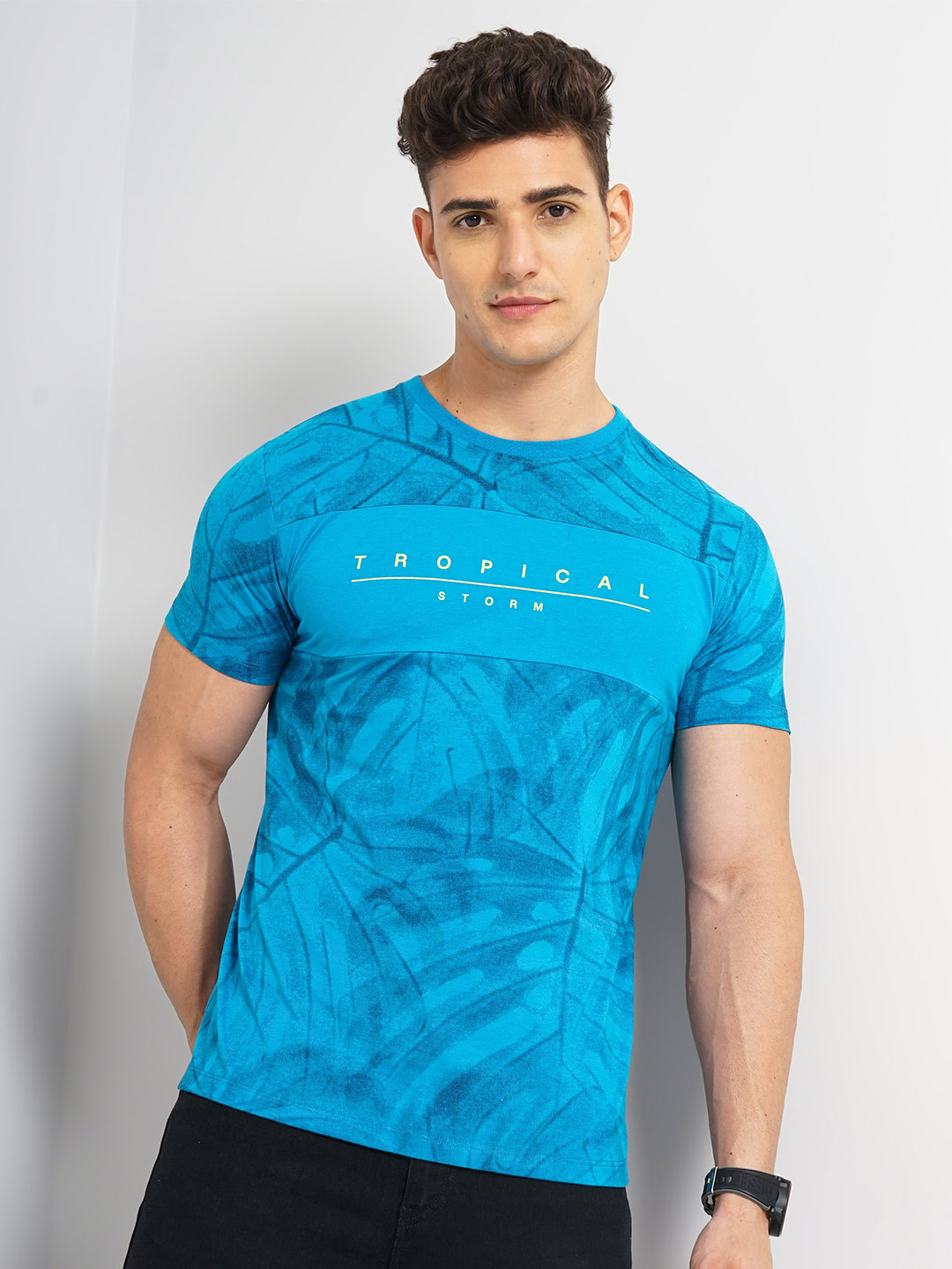 

The Indian Garage Co Typography Printed Casual T-shirt, Blue