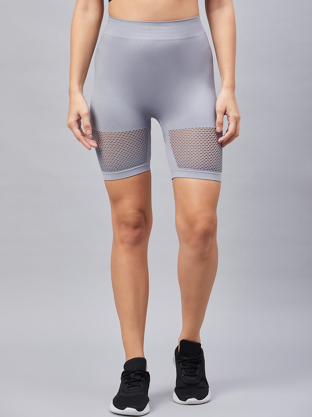 

C9 AIRWEAR Women High-Rise Cycling Sports Shorts, Grey