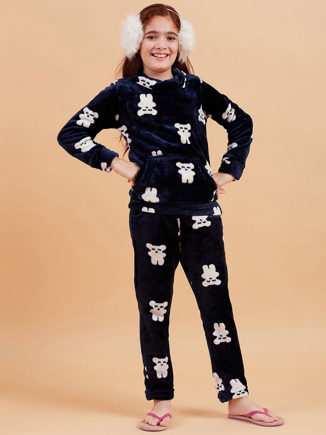 

Ben & Joe Girls Printed Sweatshirt & Trousers Co-Ords, Navy blue