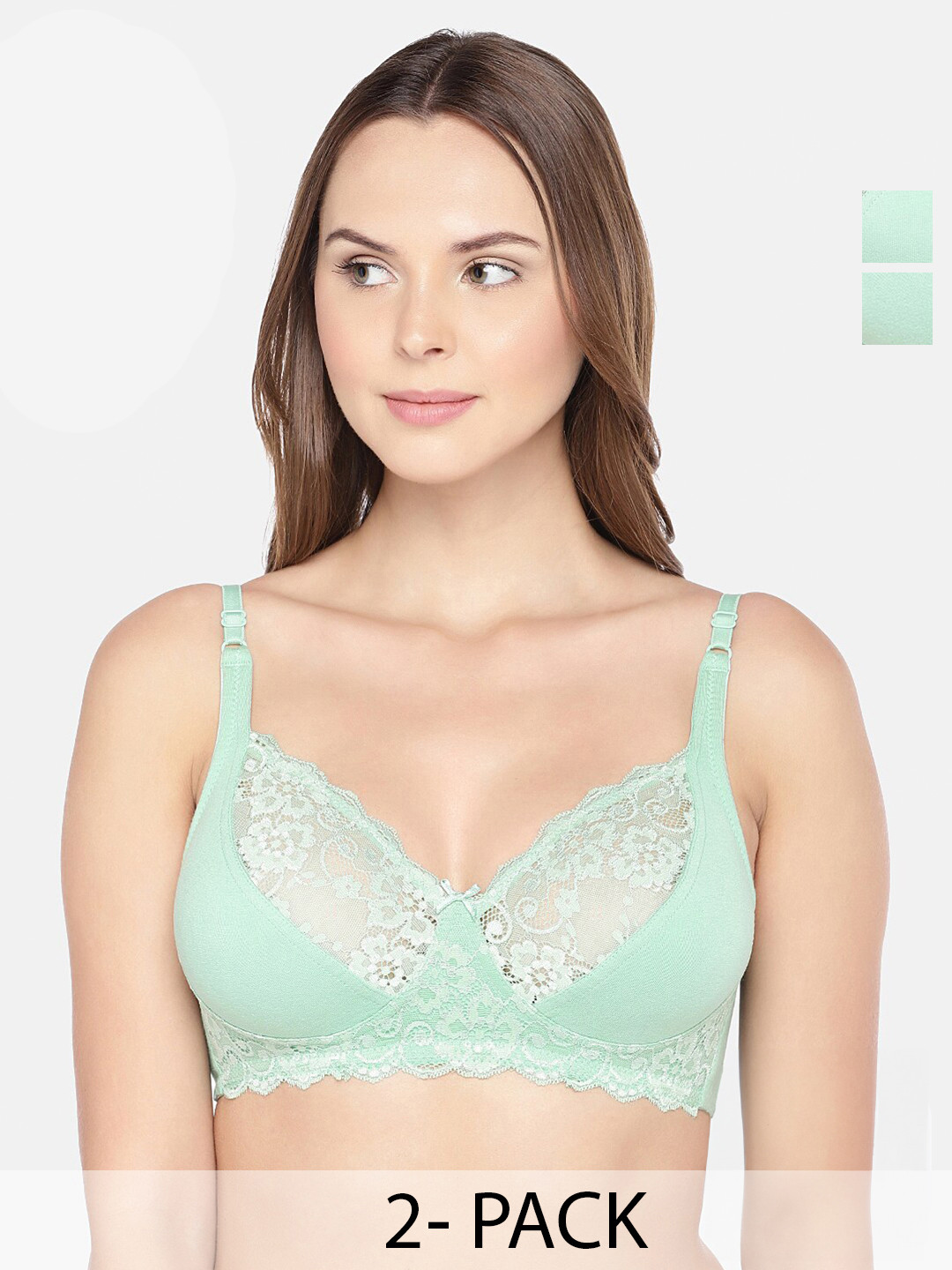 

Inner Sense Pack of 2 Full Coverage Anti Odour Everyday Bra With Anti Microbial, Green