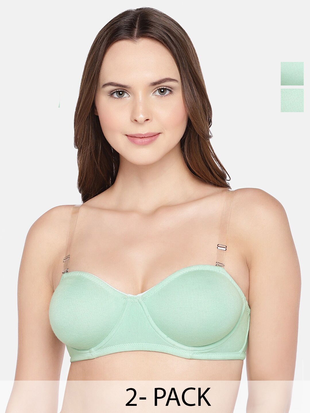

Inner Sense Pack Of 2 Medium Coverage Underwired Cotton Bra, Green
