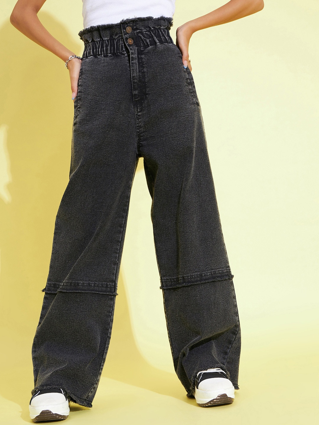 

Noh.Voh - SASSAFRAS Kids Girls Straight Fit Clean Look Frayed Jeans, Black