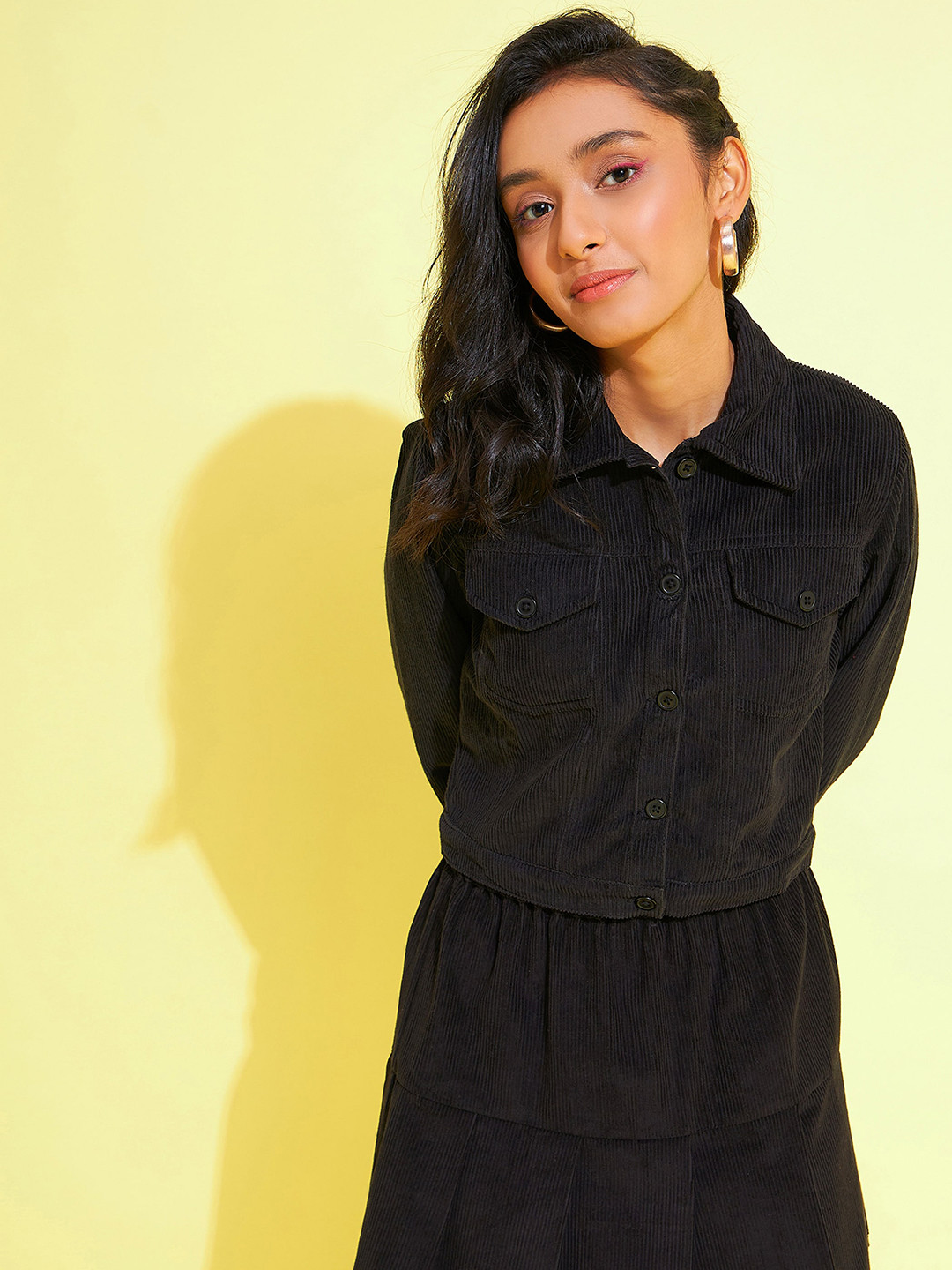 

Noh.Voh - SASSAFRAS Kids Girls Black Corduroy Crop Jacket